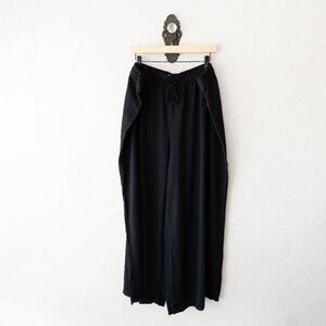 Dip Black Linen Blend Wide Leg Pants 3X Pull On Elastic Waist Casual